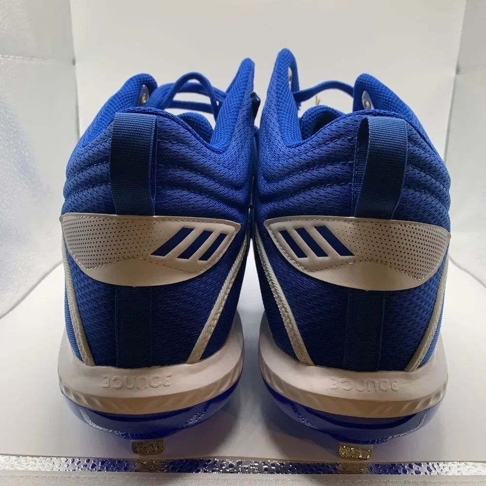 Adidas Icon 6 Bounce Mid Mens Metal‎ Baseball Cleats Blue White FV9357 NEW Sz 17